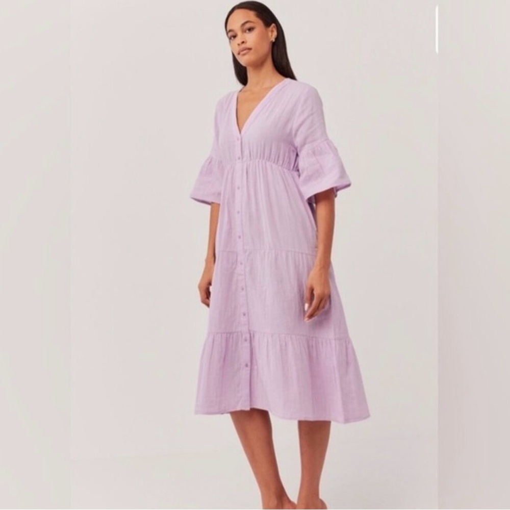NWT Pact Organic English Lavender The Coastal Midi Dress Size XS